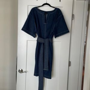 Eloquii denim dress with wide sash, nwot
